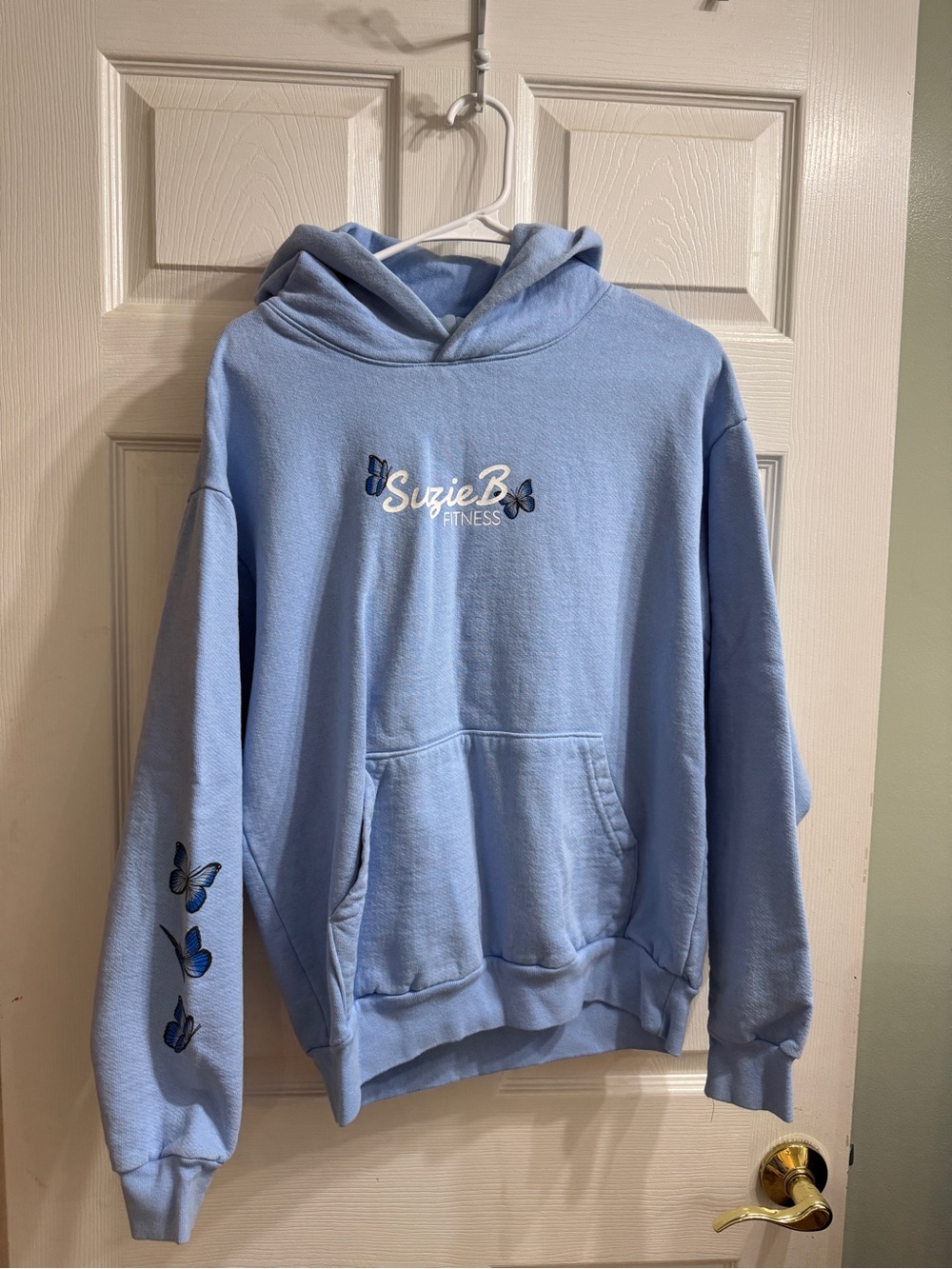Suzie B Fitness Light Blue Hoodie Sweatshirt